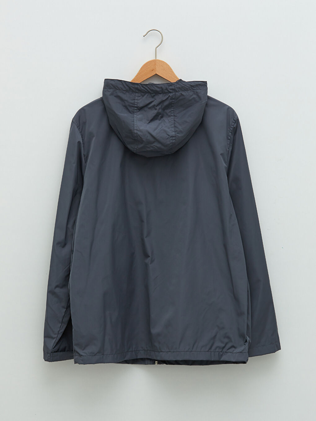 Antrasit Standart Kalıp Kapüşonlu İnce Erkek Yağmurluk-6