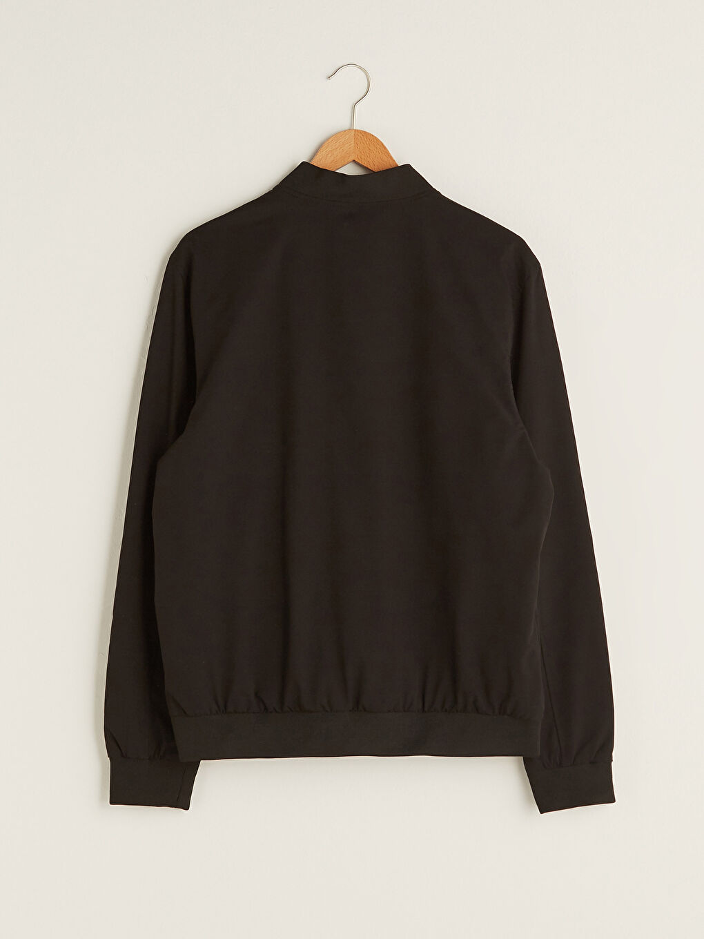 Siyah Standart Kalıp Kolej Yaka Erkek Bomber Ceket-1