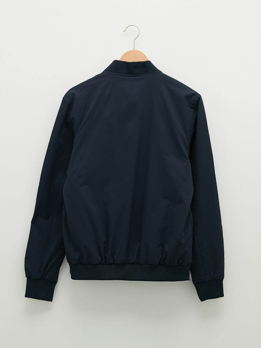 Lacivert Standart Kalıp Kolej Yaka Erkek Bomber Ceket-5