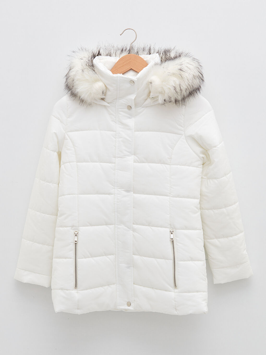 Kapüşonlu Düz Cep Detaylı Uzun Kollu Kalın Kadın Şişme Mont-5