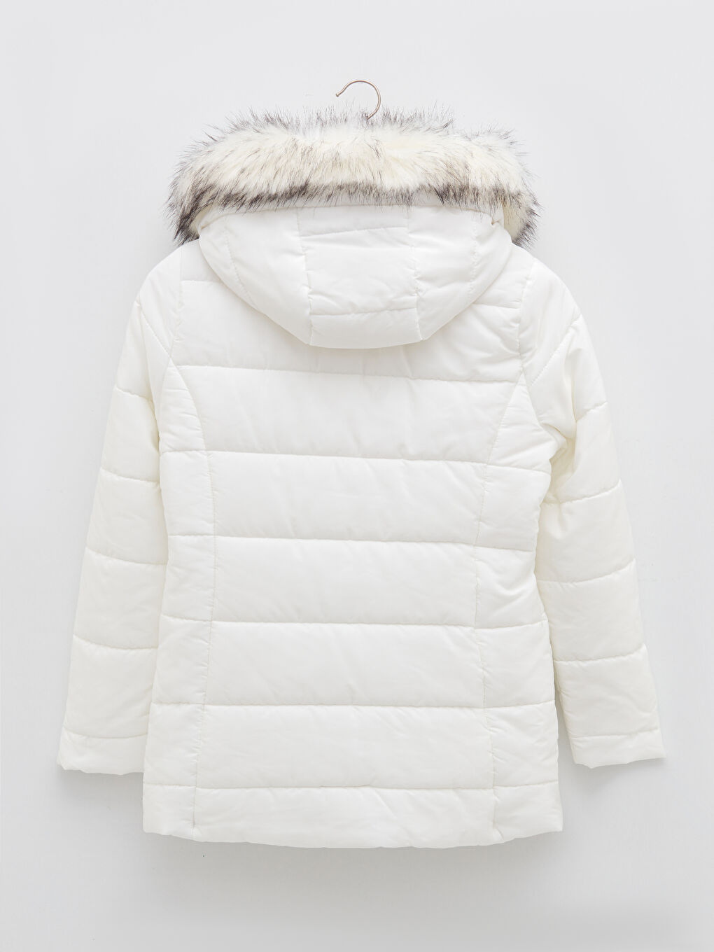 Kapüşonlu Düz Cep Detaylı Uzun Kollu Kalın Kadın Şişme Mont-6