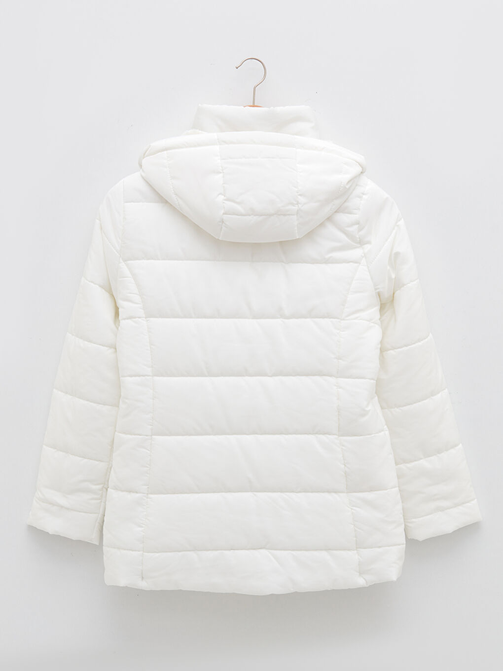 Kapüşonlu Düz Cep Detaylı Uzun Kollu Kalın Kadın Şişme Mont-8