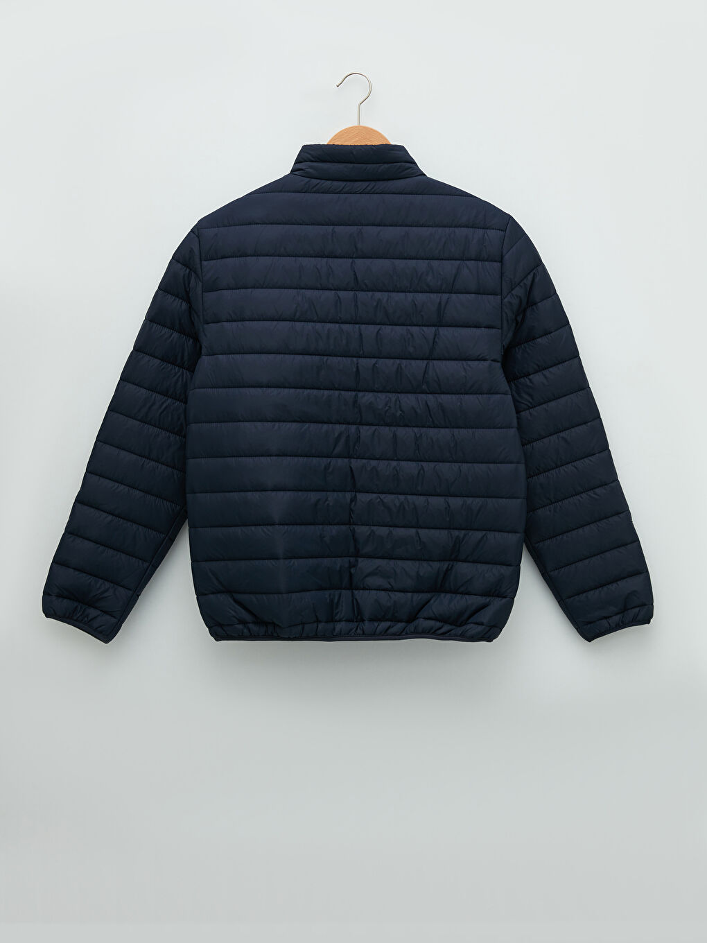 Lacivert Standart Kalıp Dik Yaka Erkek Şişme Mont-3