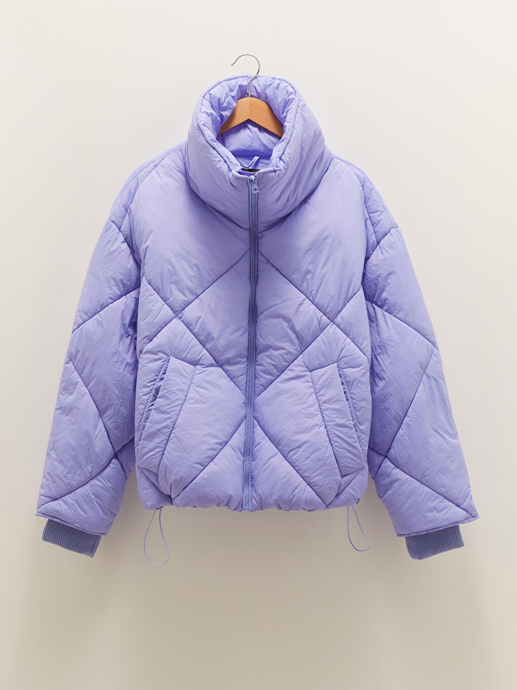 Col Cheminée Régulier Manches Longues Manteau Bouffant et Sac pour Femmes-8