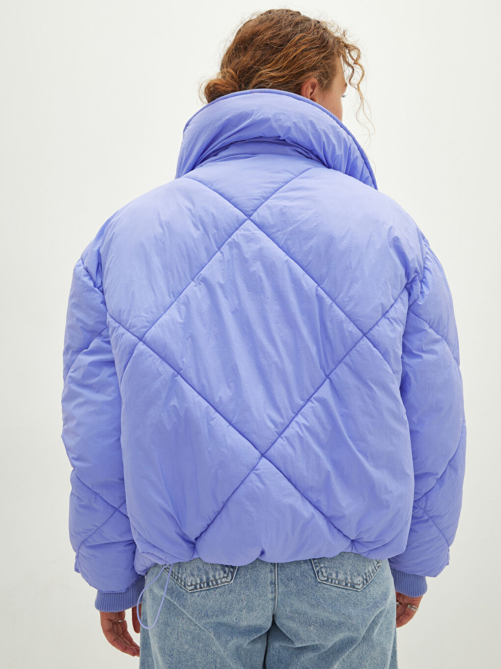 Col Cheminée Régulier Manches Longues Manteau Bouffant et Sac pour Femmes-6