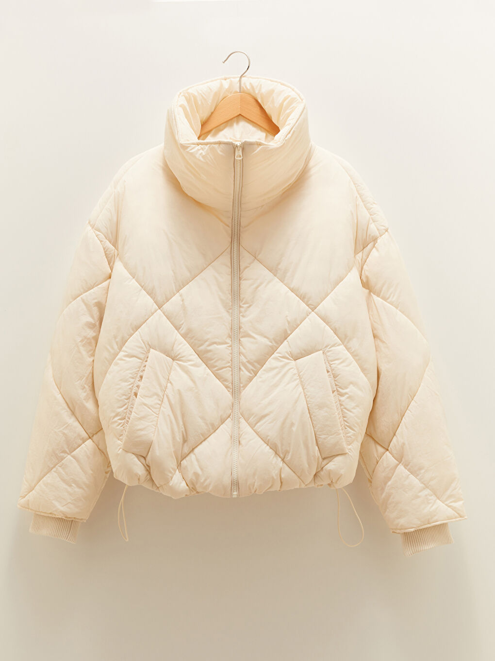Turtle Neck Regular Long Sleeve Women's Puffer and Bag-7
