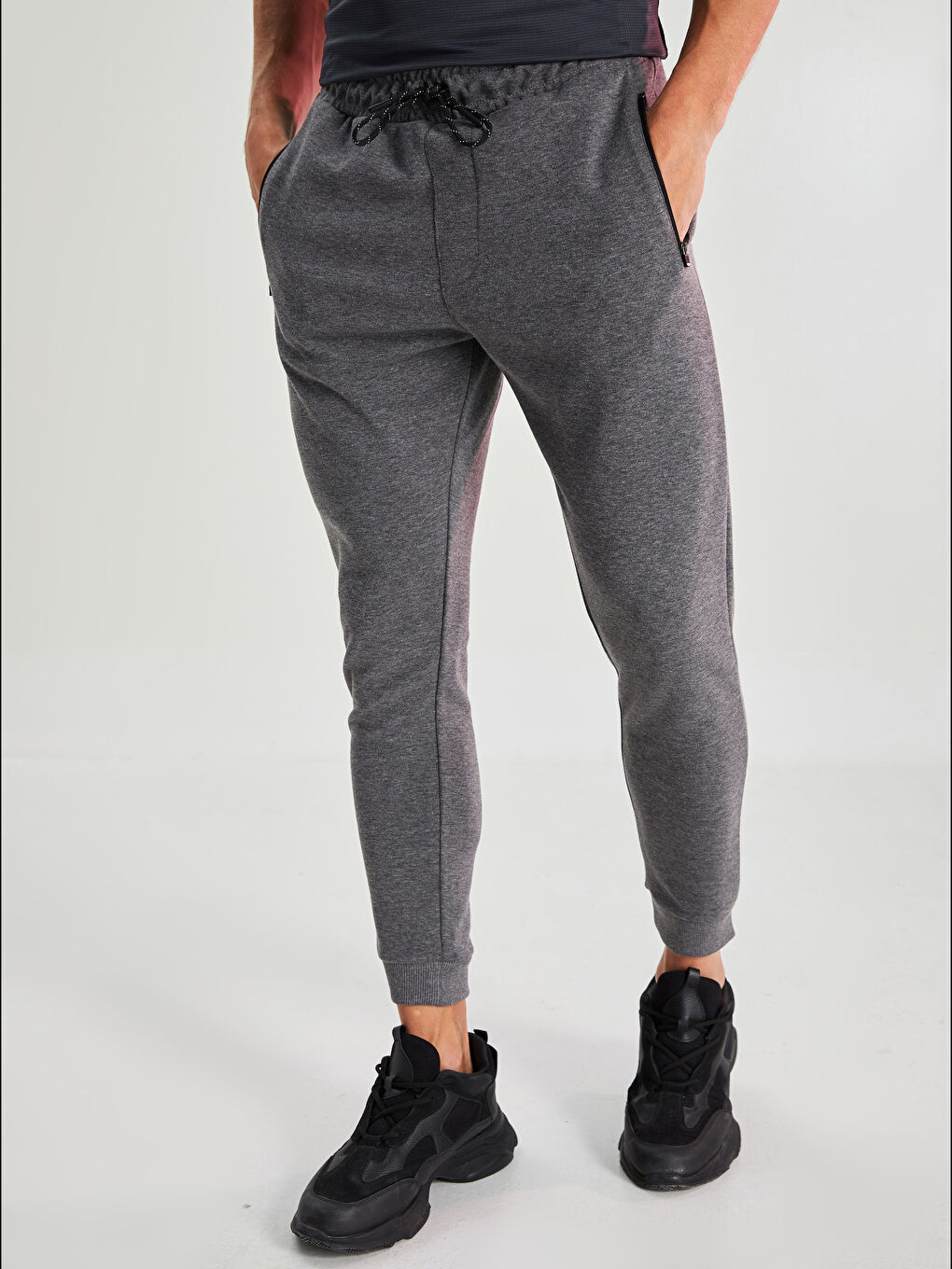 Gri Slim Fit Aktif Spor Erkek Jogger Eşofman Altı-8