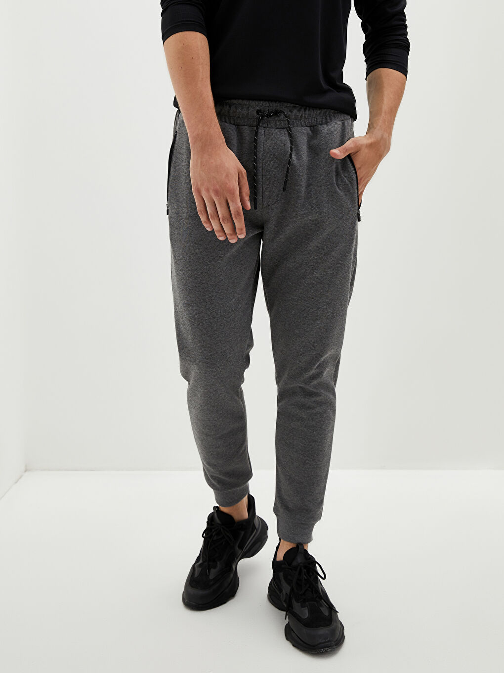 Gri Slim Fit Aktif Spor Erkek Jogger Eşofman Altı-5
