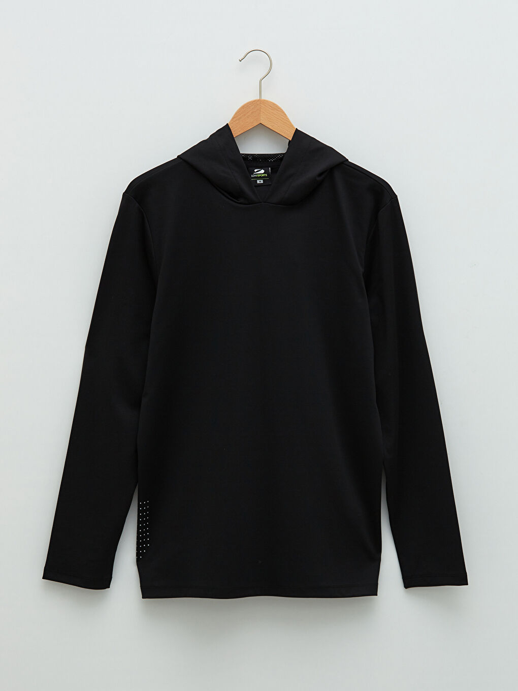 Siyah Kapüşonlu Uzun Kollu Erkek Spor Tişört-9