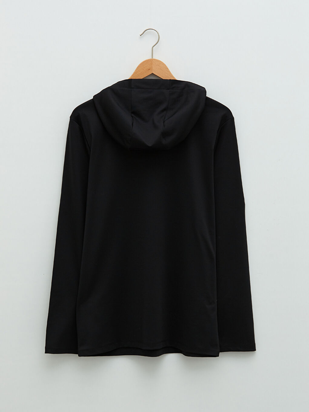 Siyah Kapüşonlu Uzun Kollu Erkek Spor Tişört-10
