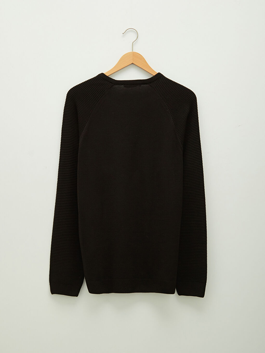 Siyah Bisiklet Yaka Uzun Kollu İnce Erkek Triko Kazak-6