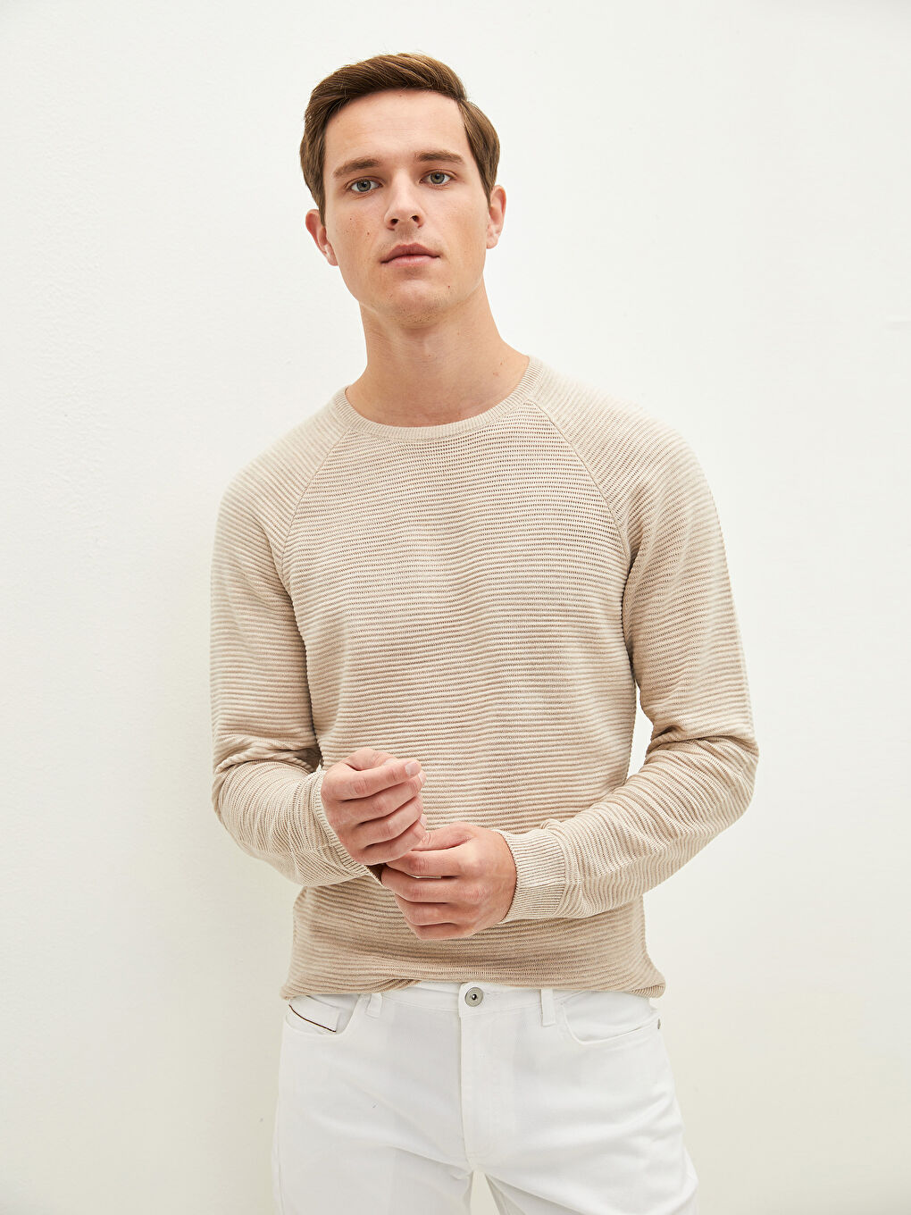LCW Vision Rundhalsausschnitt Langarm Dünner Herren Strickpullover -W10685Z8-L8T