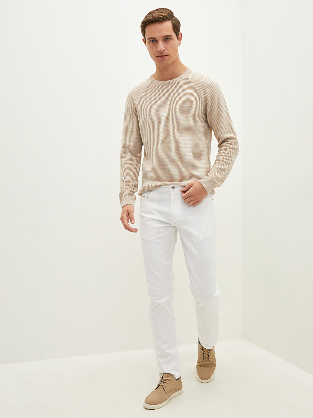 LCW Vision Rundhalsausschnitt Langarm Dünner Herren Strickpullover -W10685Z8-L8T