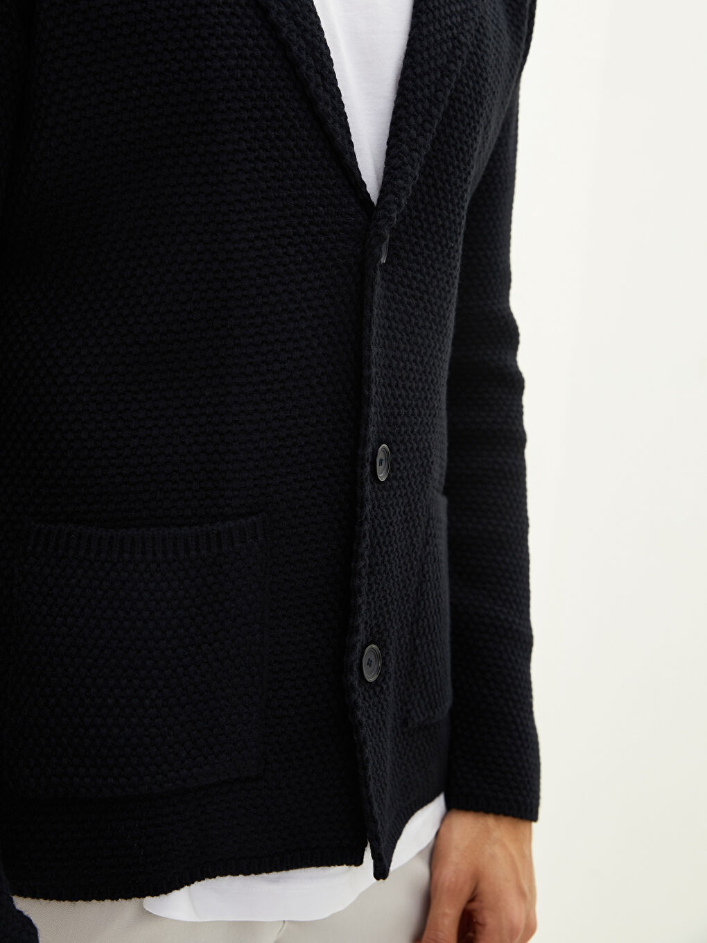 Slim Fit Shawl Collar Long Sleeve Men's Knitwear Cardigan-4