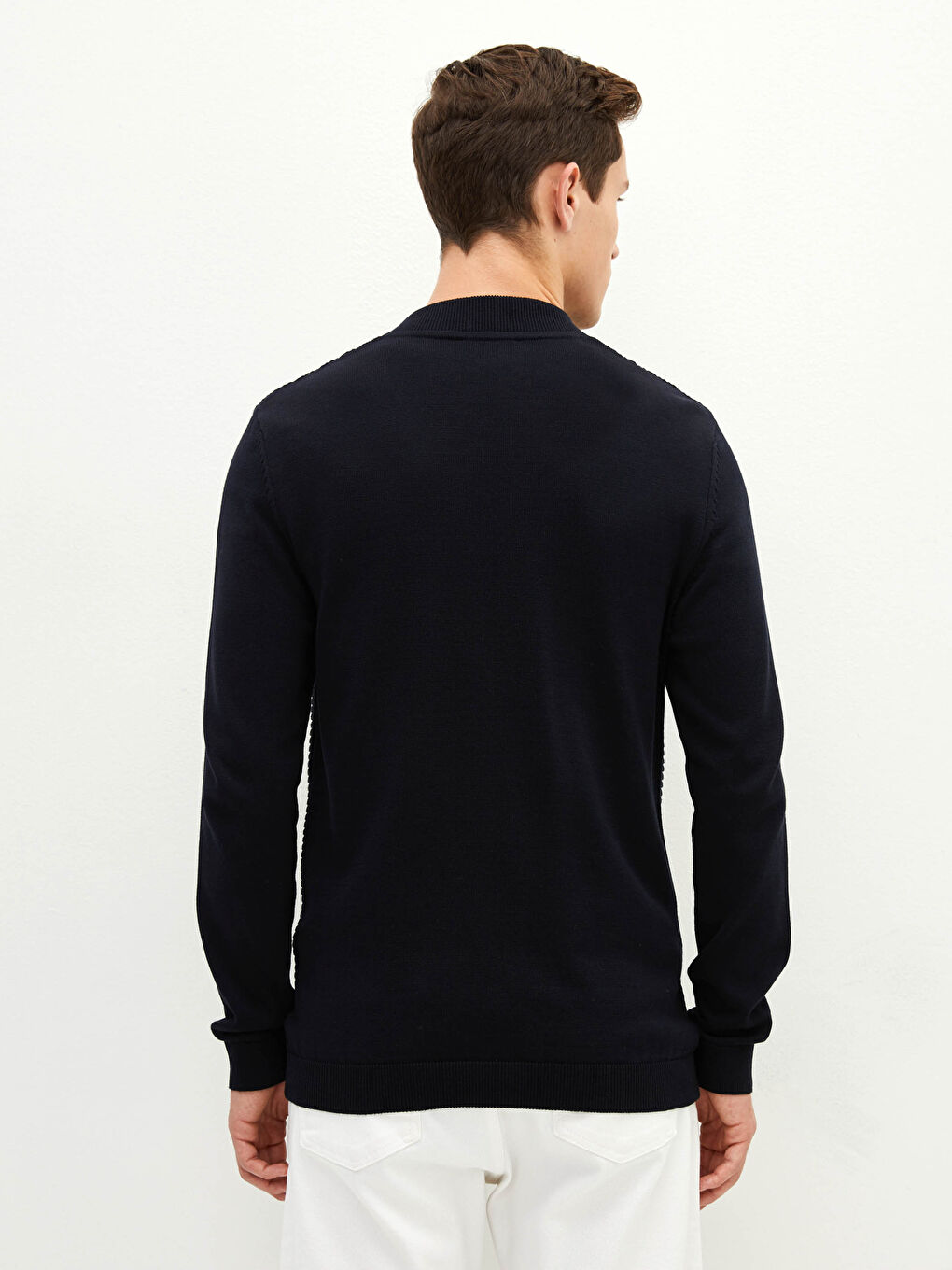 Slim Fit Kolej Yaka İnce Erkek Triko Hırka-4