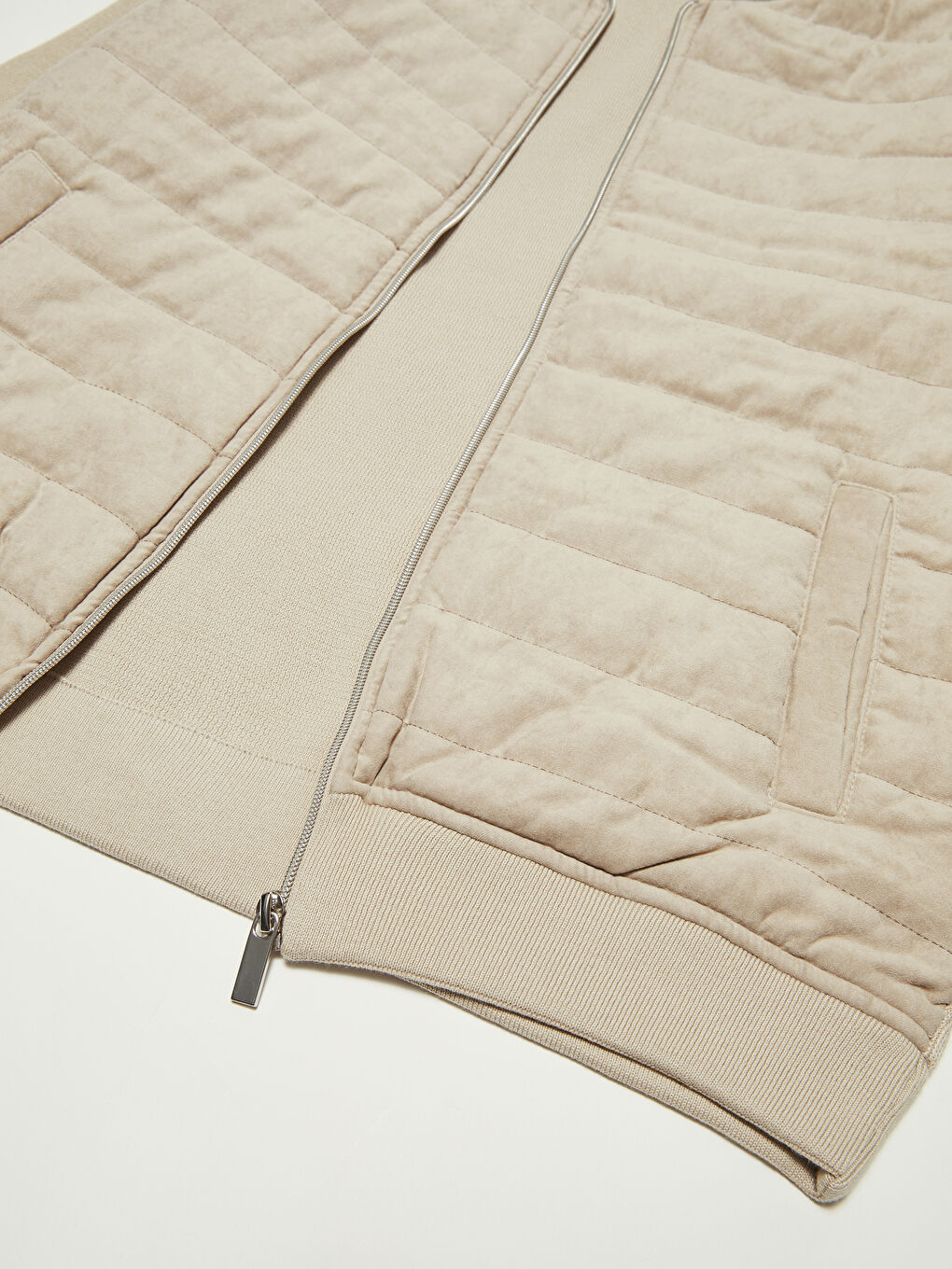 Bej Kolej Yaka Bomber Erkek Triko Mont-5