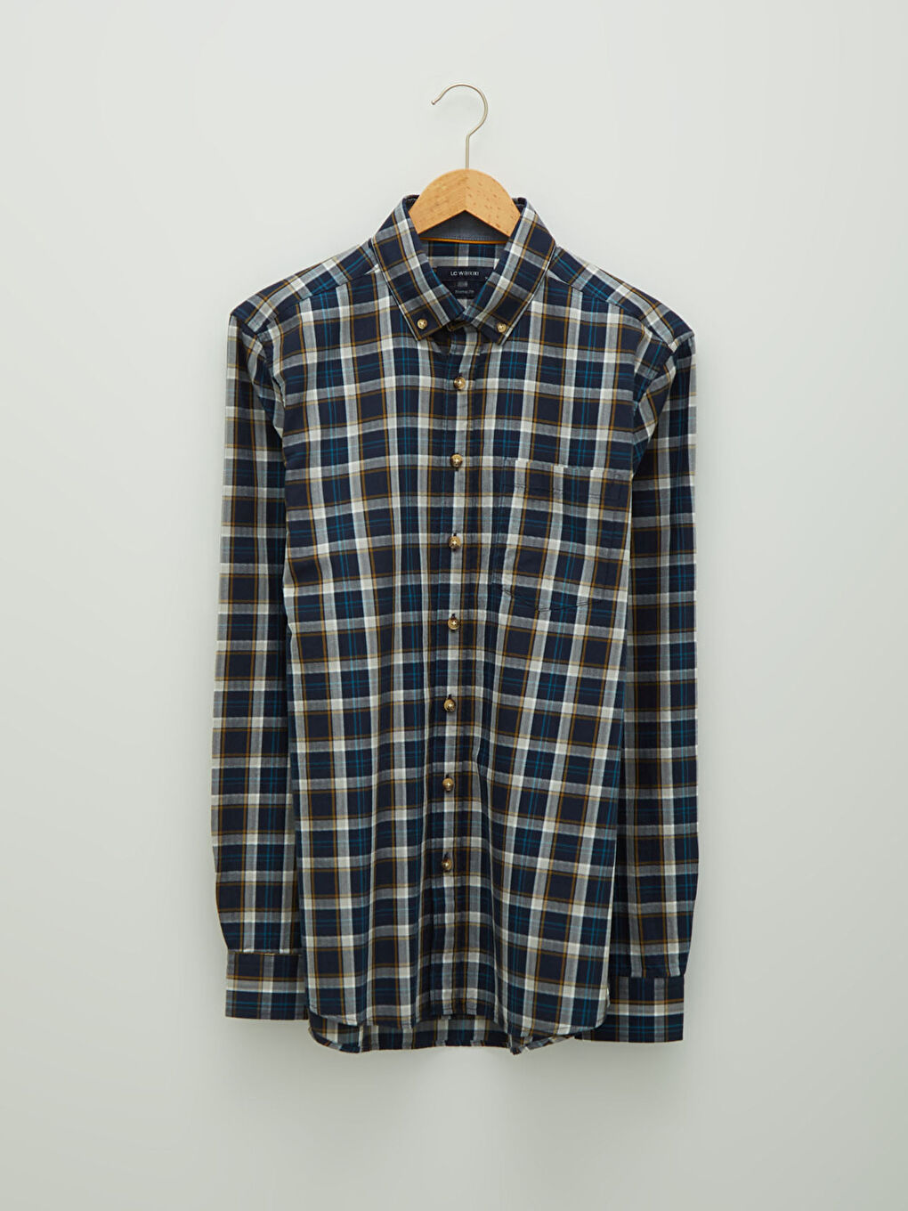 Lacivert Regular Fit Uzun Kollu Ekose Erkek Gömlek-6