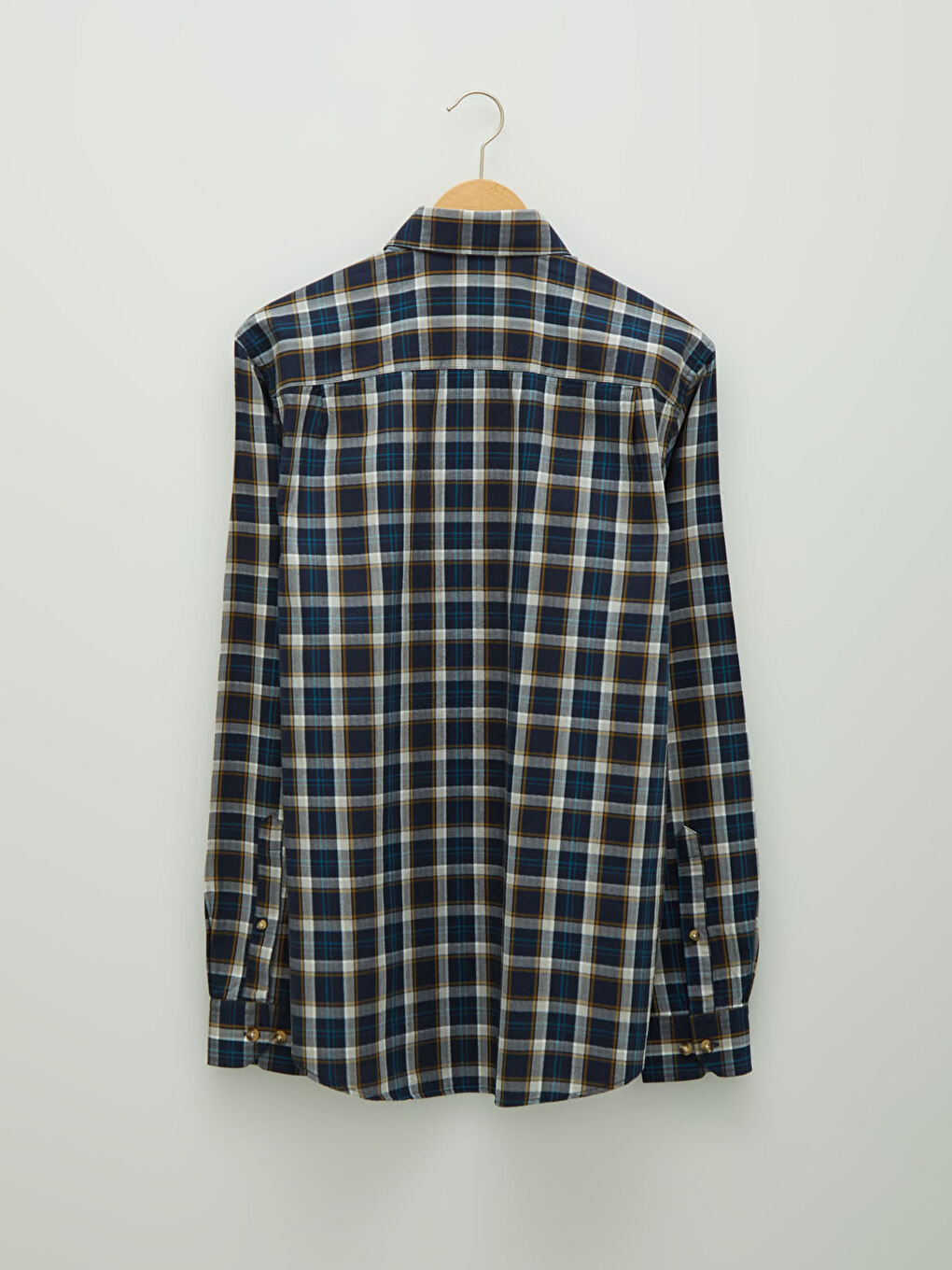 Lacivert Regular Fit Uzun Kollu Ekose Erkek Gömlek-7