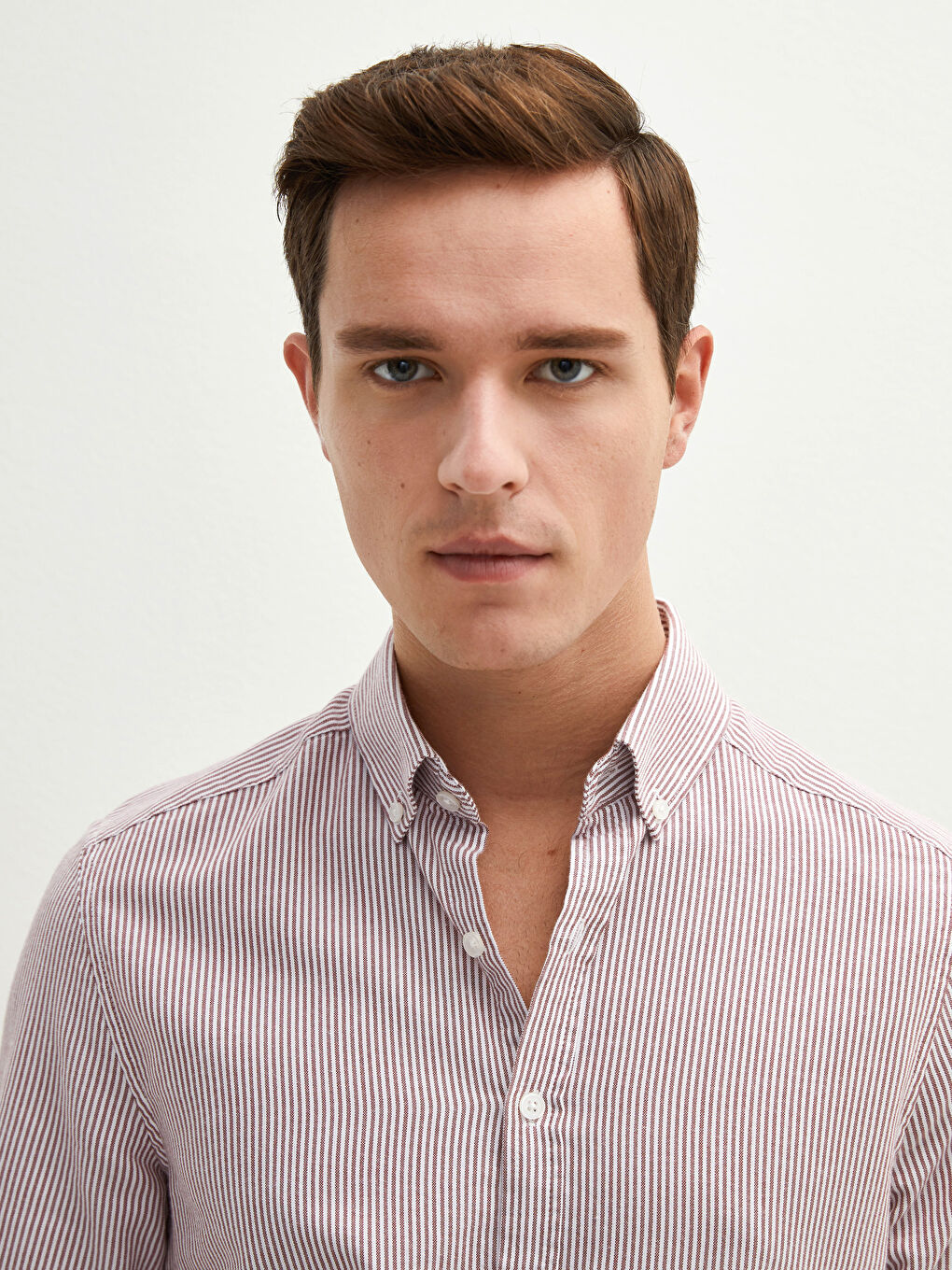 Kahverengi Slim Fit Uzun Kollu Oxford Erkek Gömlek-3