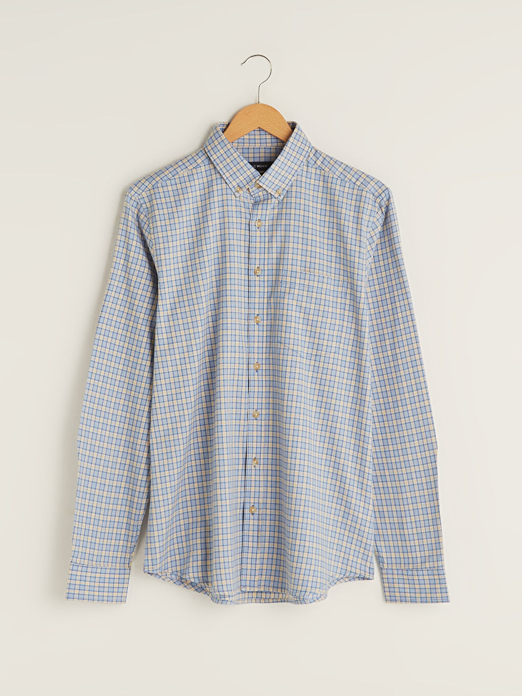 Cămașă Oxford pentru Bărbați cu Mânecă Lungă și Croială Regulară-5