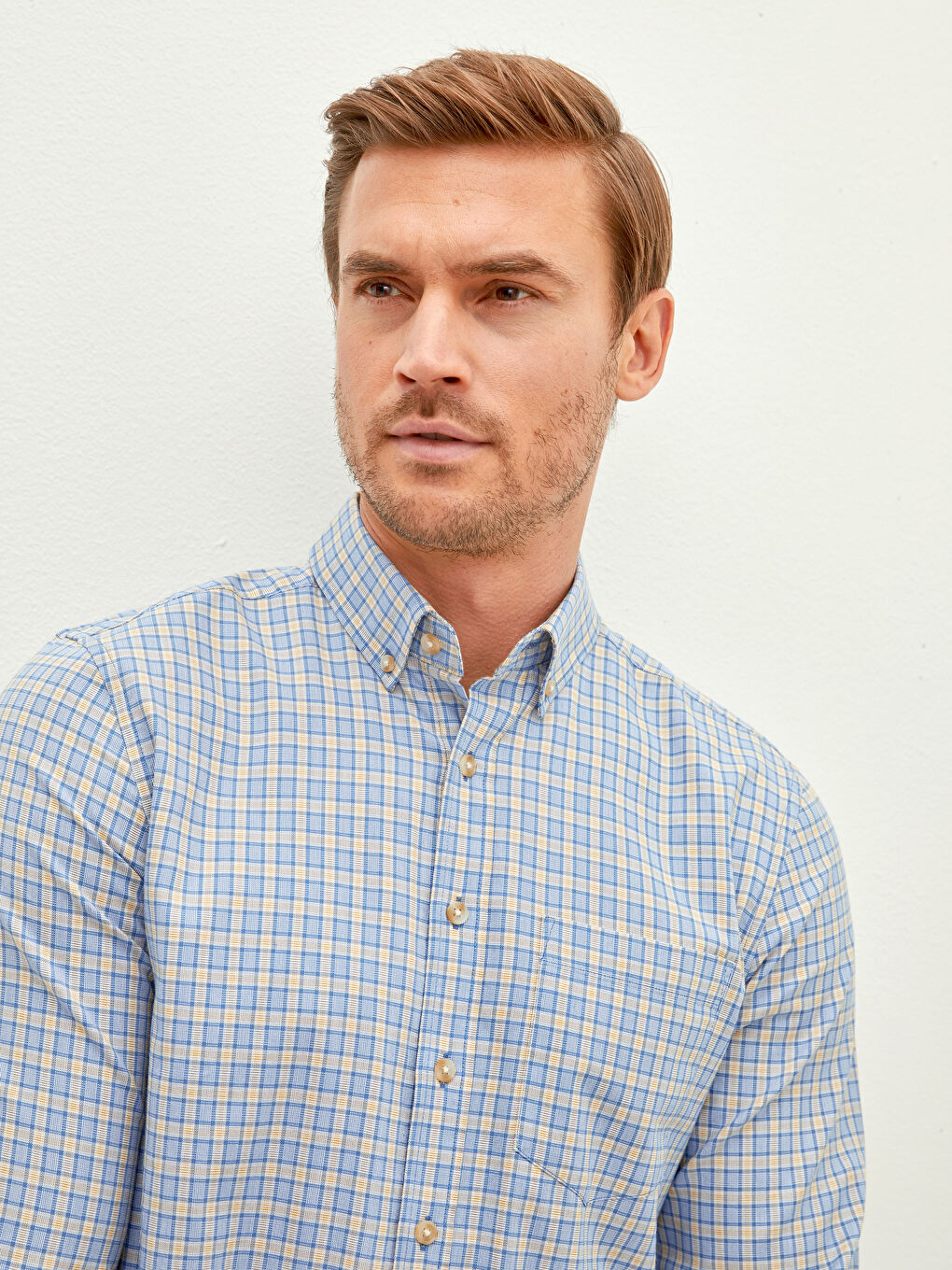 Cămașă Oxford pentru Bărbați cu Mânecă Lungă și Croială Regulară-3