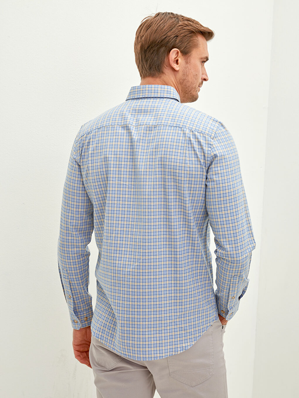 Cămașă Oxford pentru Bărbați cu Mânecă Lungă și Croială Regulară-4