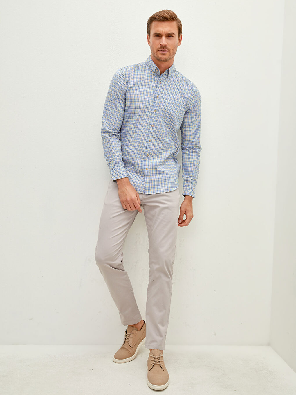 Cămașă Oxford pentru Bărbați cu Mânecă Lungă și Croială Regulară-1