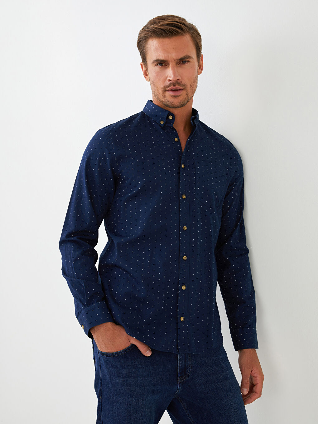 Regular Fit Long Sleeve Gabardine Men's Shirt-2