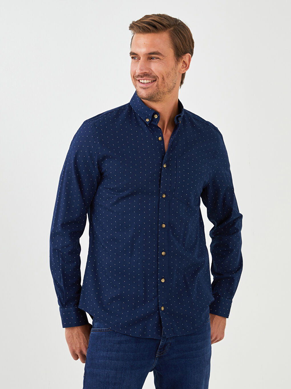 Regular Fit Long Sleeve Gabardine Men's Shirt-1