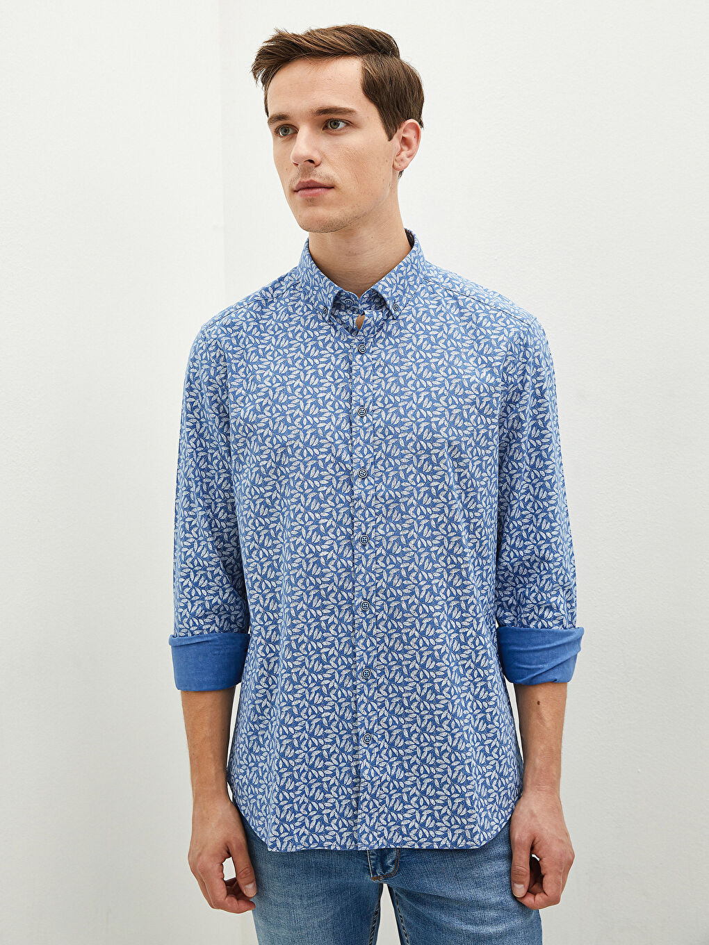 İndigo Slim Fit Uzun Kollu Poplin Erkek Gömlek