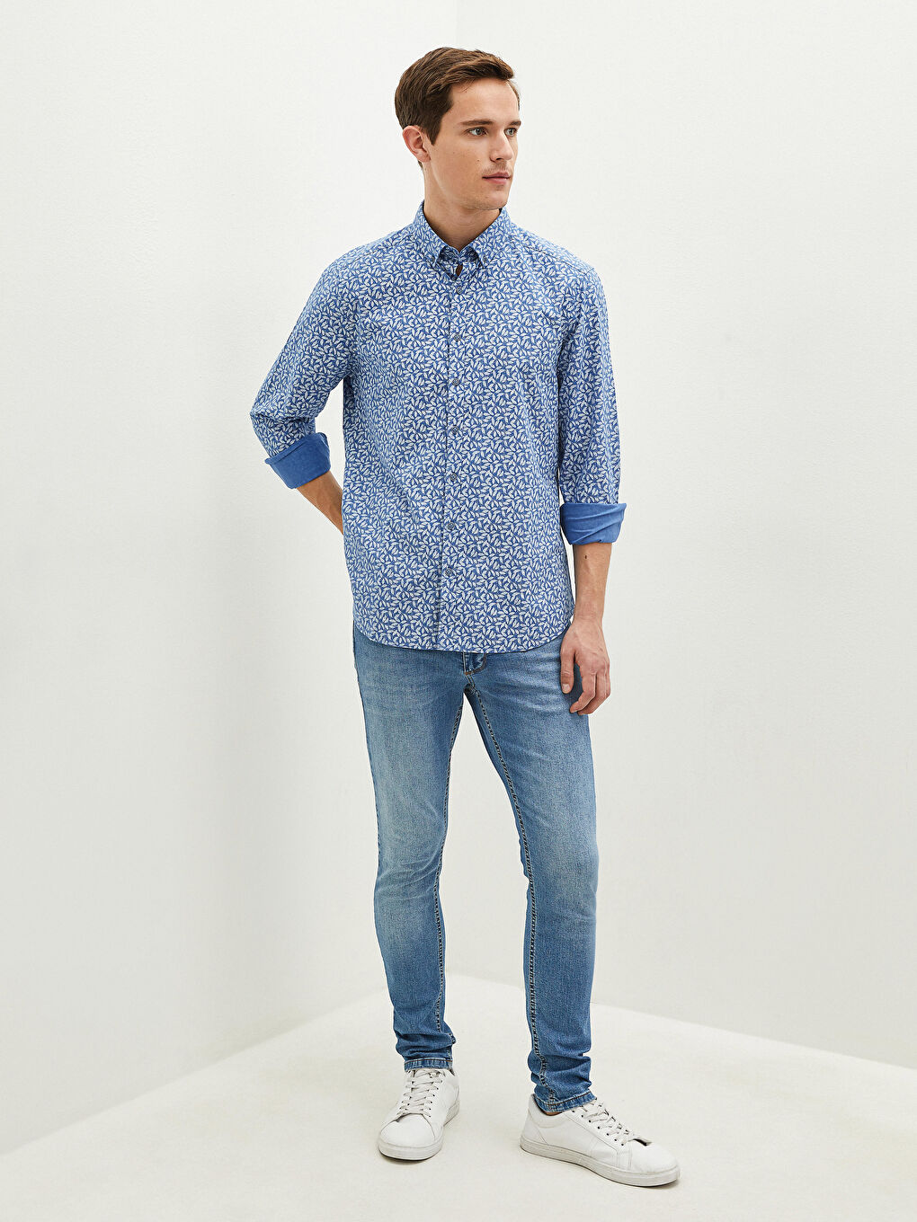 İndigo Slim Fit Uzun Kollu Poplin Erkek Gömlek-2