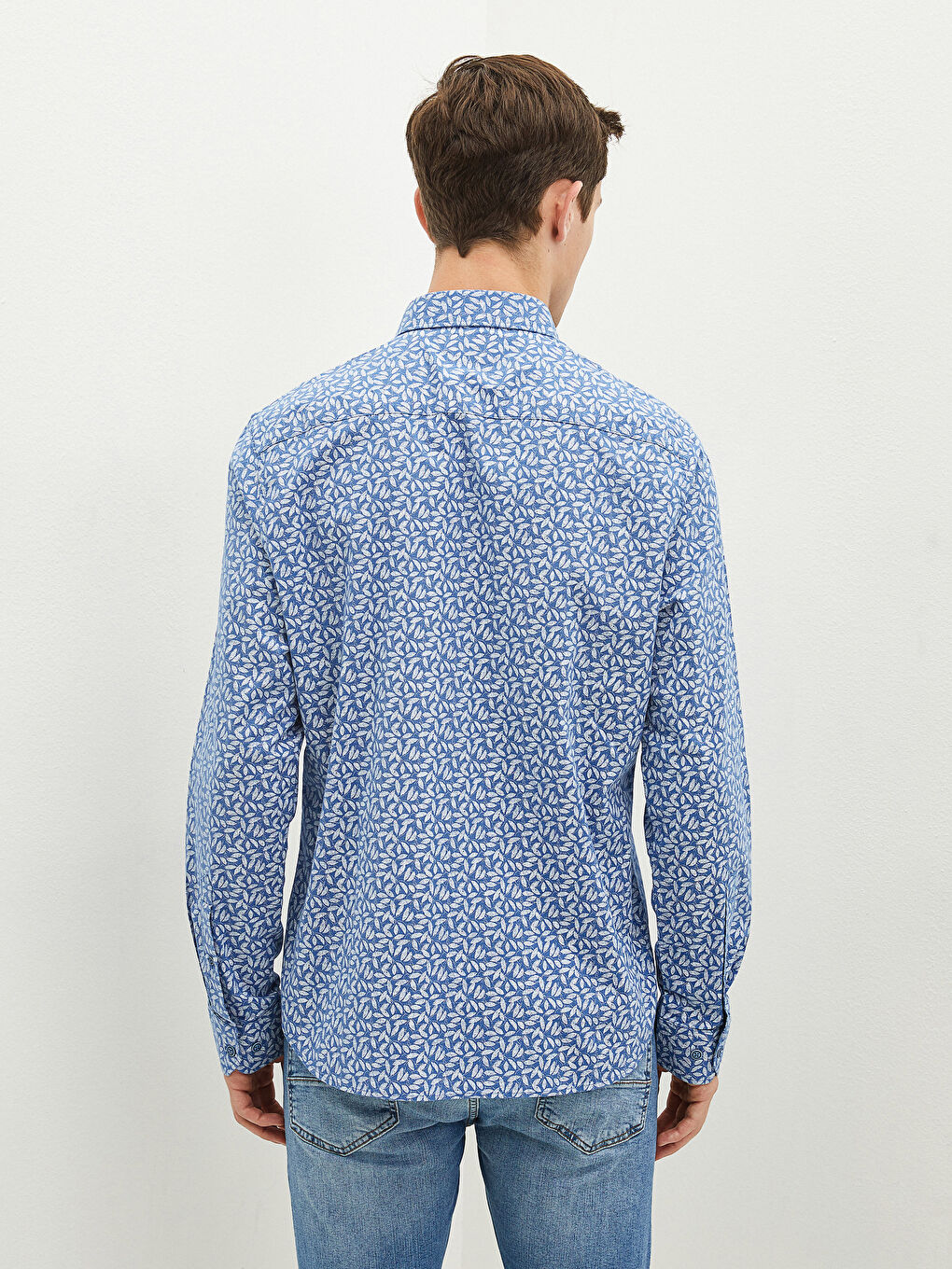 İndigo Slim Fit Uzun Kollu Poplin Erkek Gömlek-3