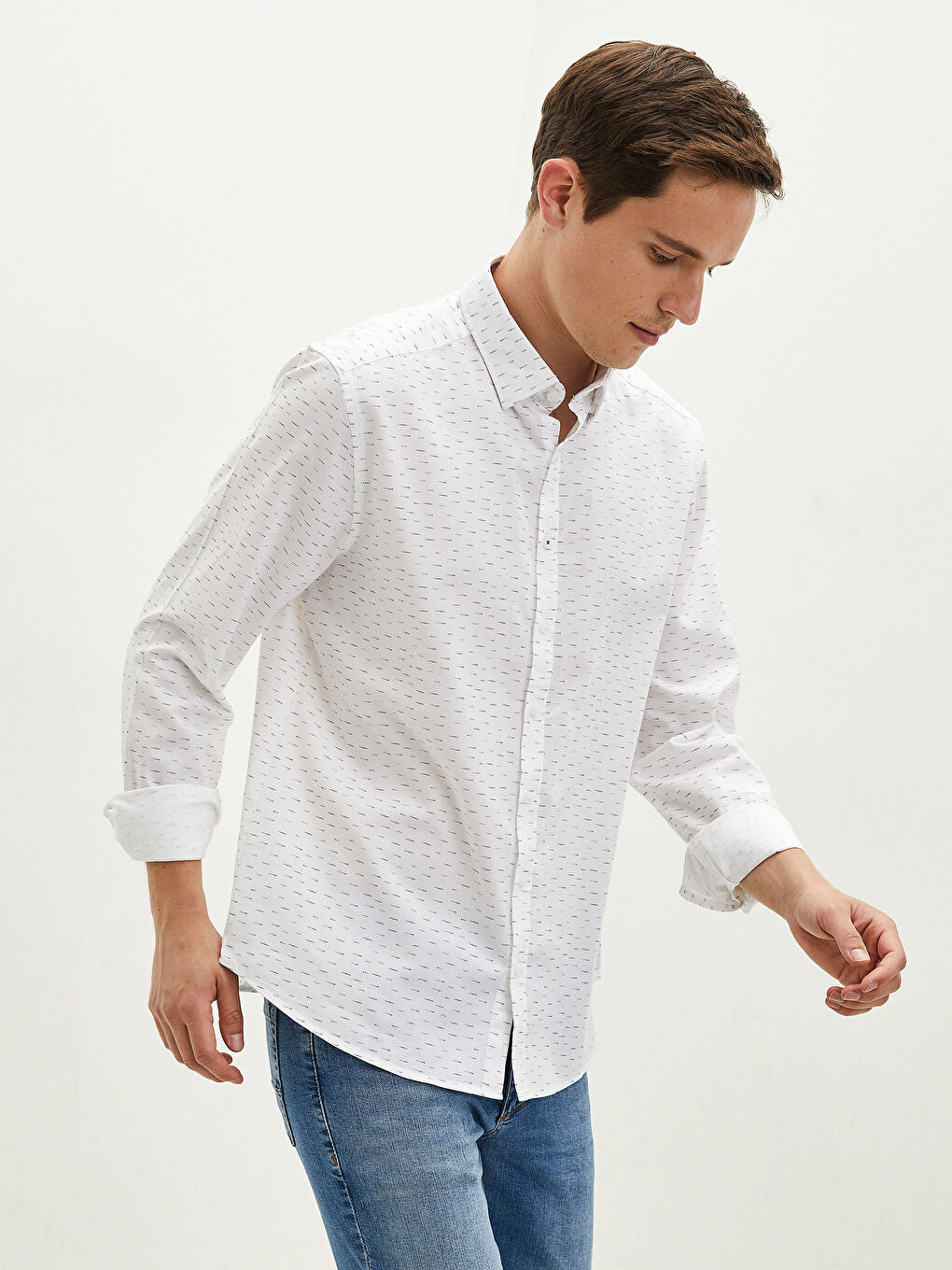 Kahverengi Slim Fit Uzun Kollu Oxford Erkek Gömlek