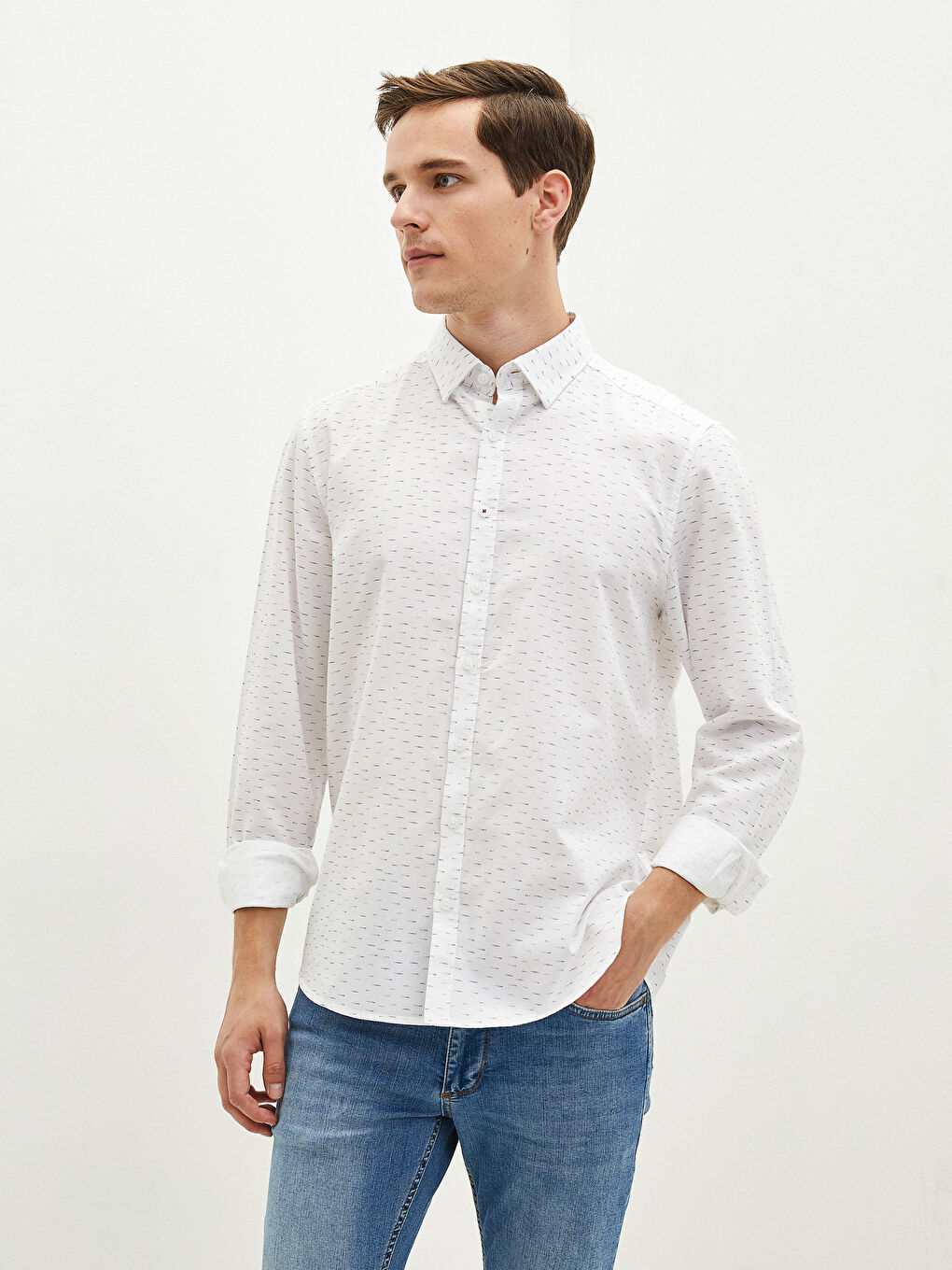 Kahverengi Slim Fit Uzun Kollu Oxford Erkek Gömlek-1