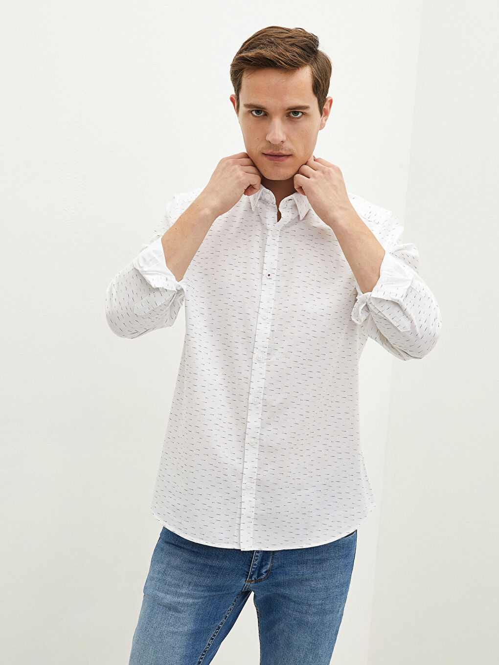 Kahverengi Slim Fit Uzun Kollu Oxford Erkek Gömlek-2