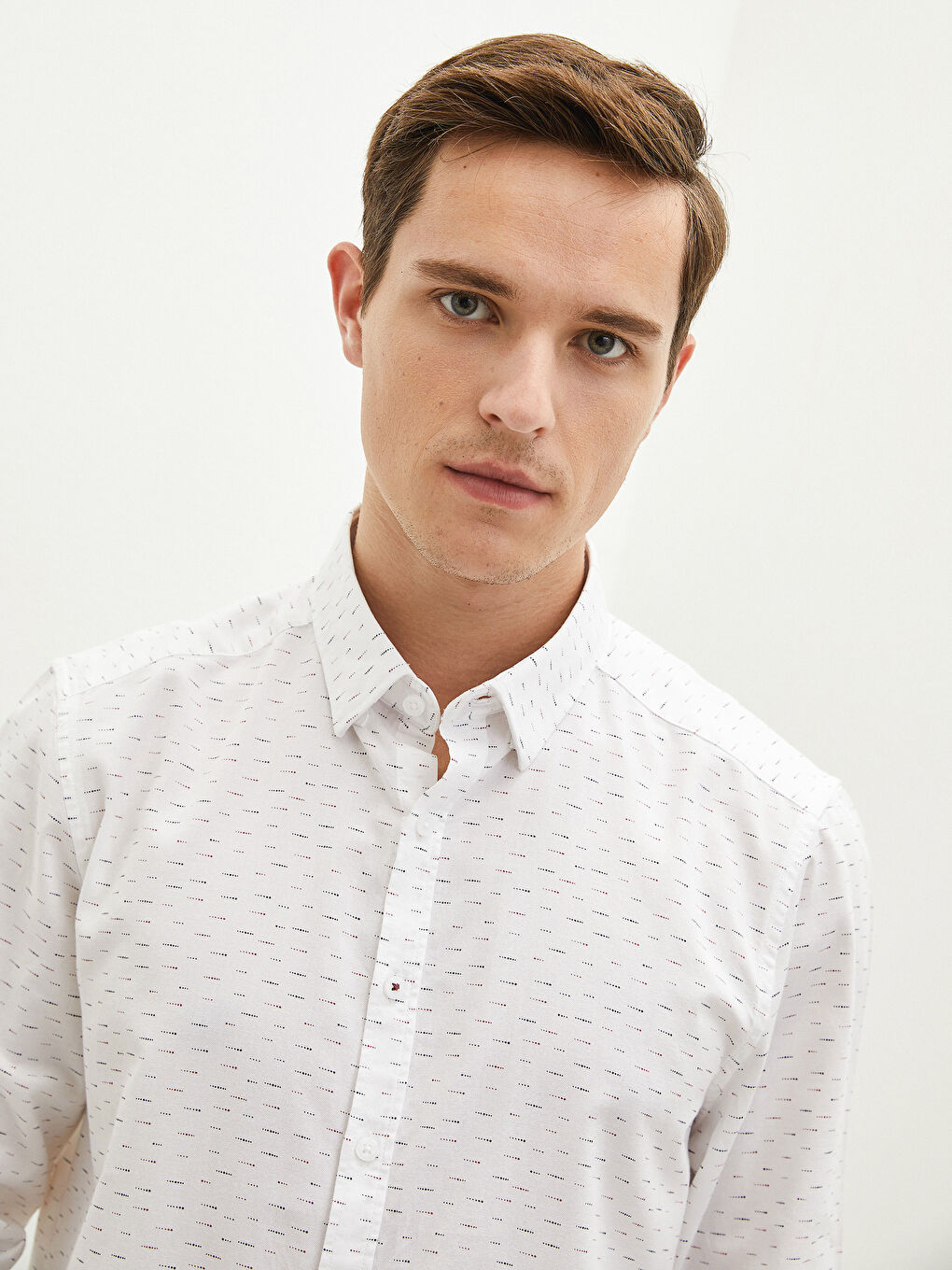 Kahverengi Slim Fit Uzun Kollu Oxford Erkek Gömlek-3