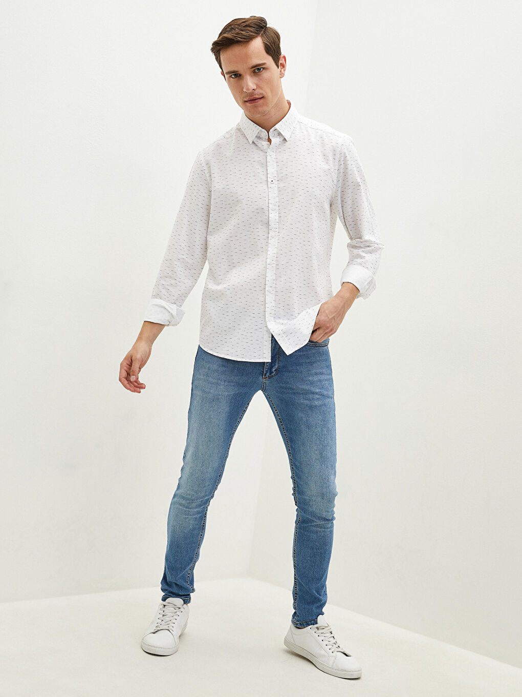 Kahverengi Slim Fit Uzun Kollu Oxford Erkek Gömlek-4