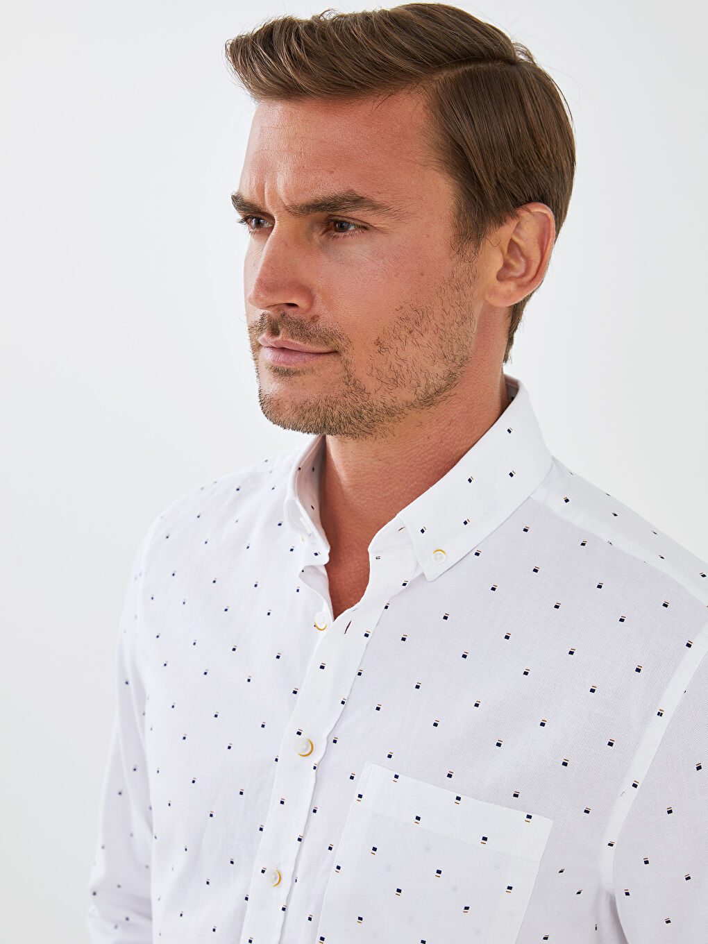 Regular Fit Long Sleeve Oxford Men's Shirt-2