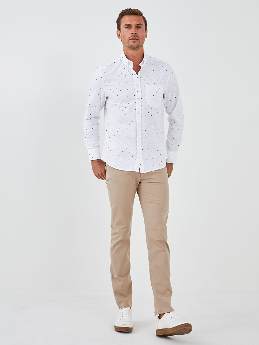 Regular Fit Long Sleeve Oxford Men's Shirt-3