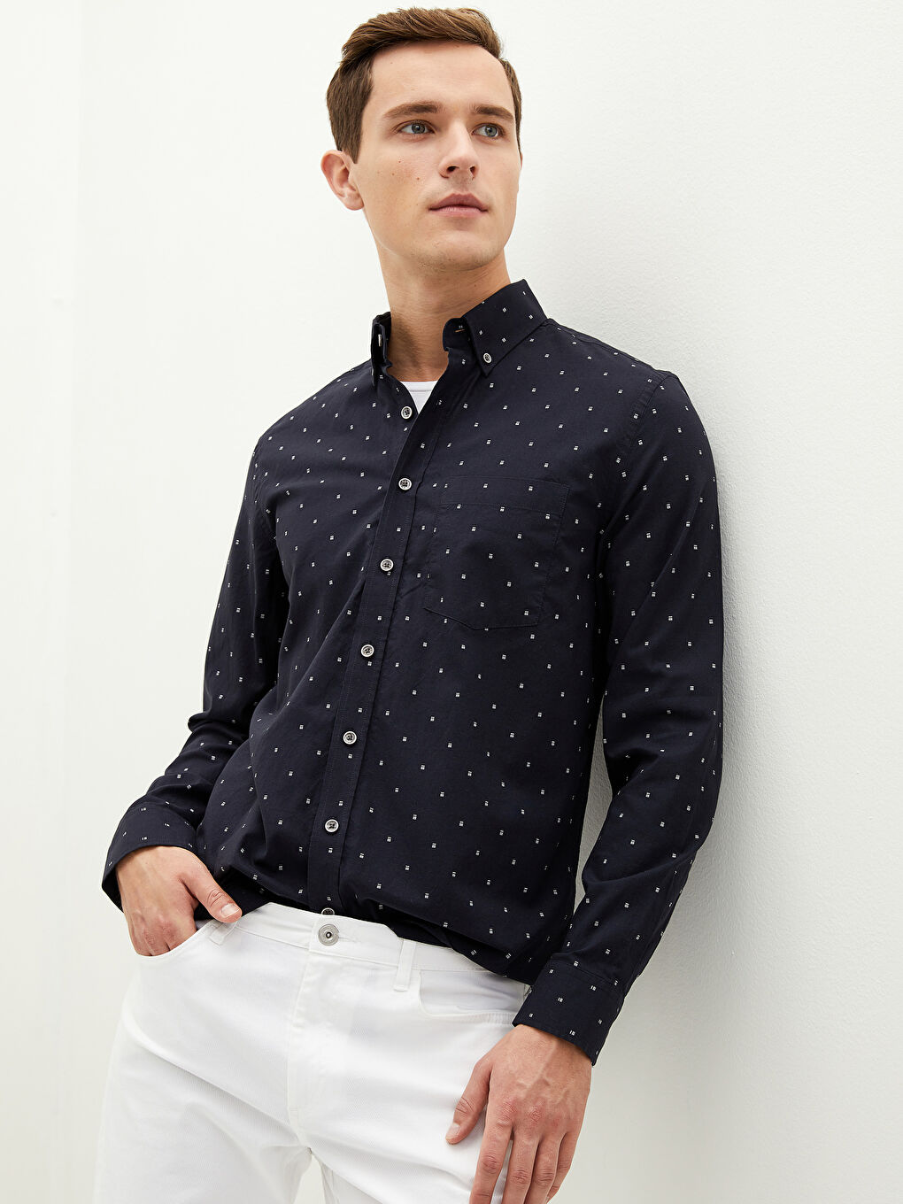 Siyah Regular Fit Uzun Kollu Oxford Erkek Gömlek