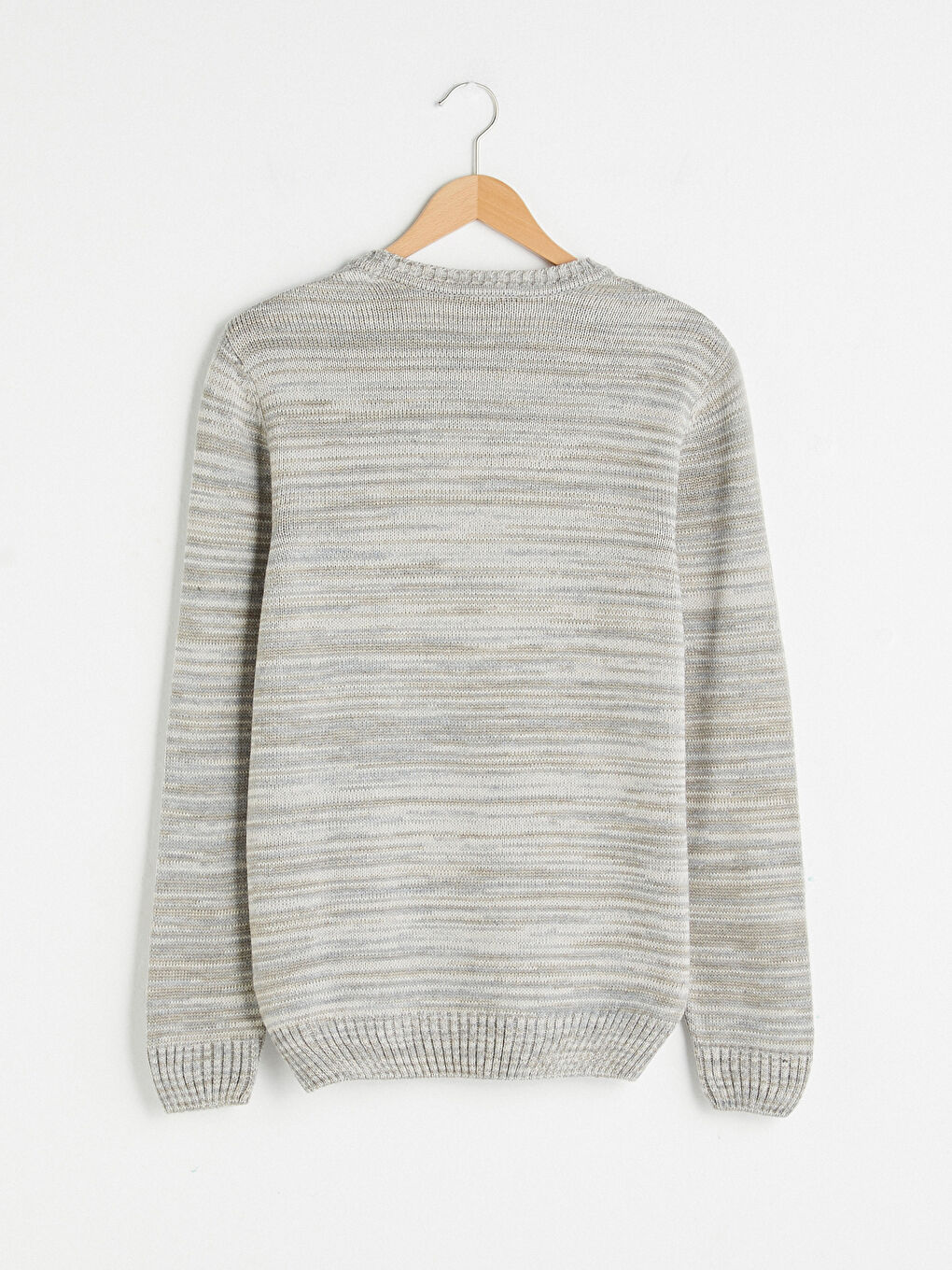 Bej Bisiklet Yaka Erkek Triko Kazak-6