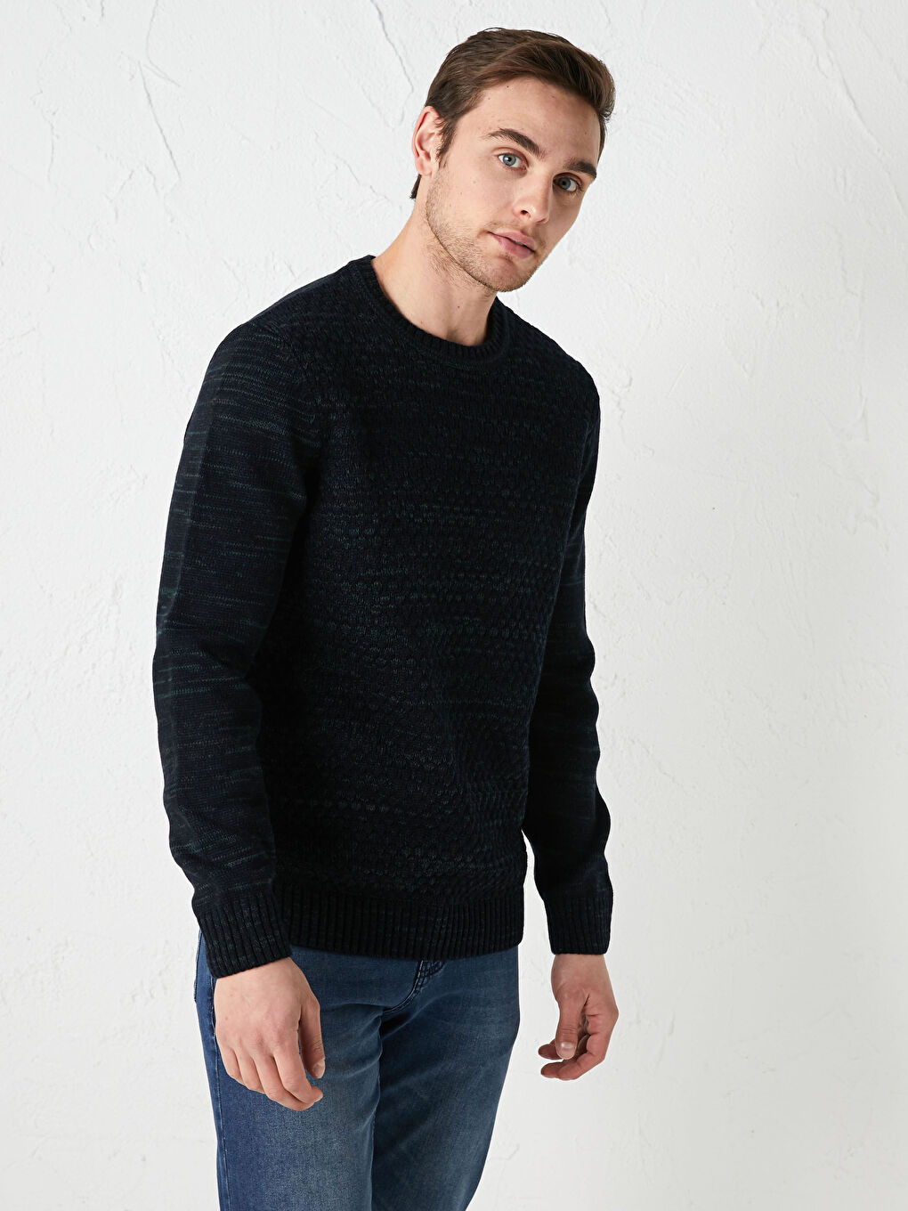 Yeşil Bisiklet Yaka Erkek Triko Kazak