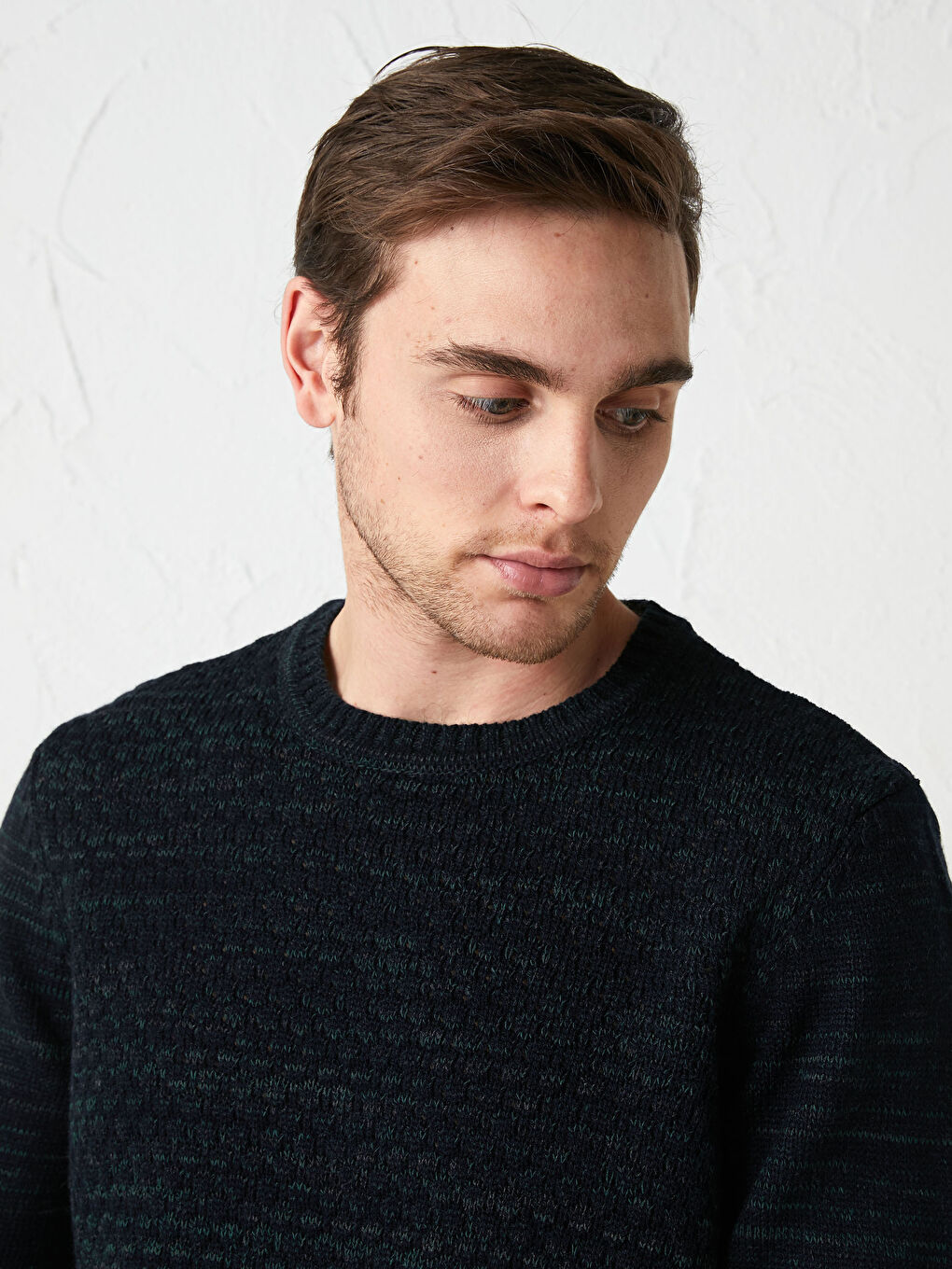 Yeşil Bisiklet Yaka Erkek Triko Kazak-1