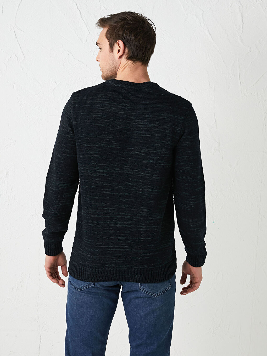 Yeşil Bisiklet Yaka Erkek Triko Kazak-4