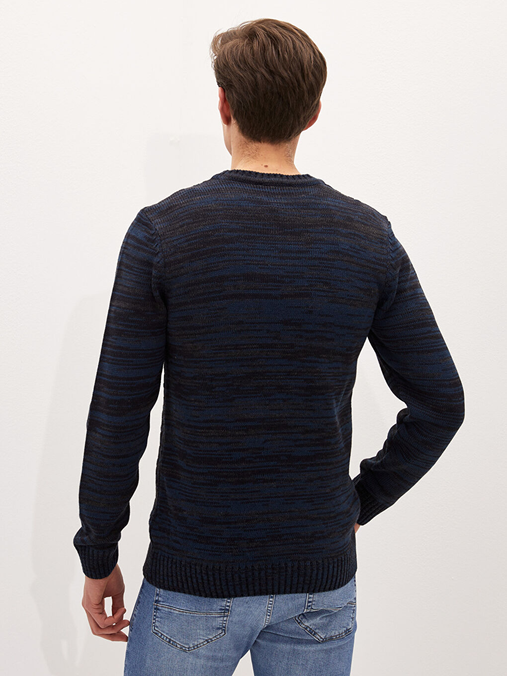 Lacivert Bisiklet Yaka Erkek Triko Kazak-2