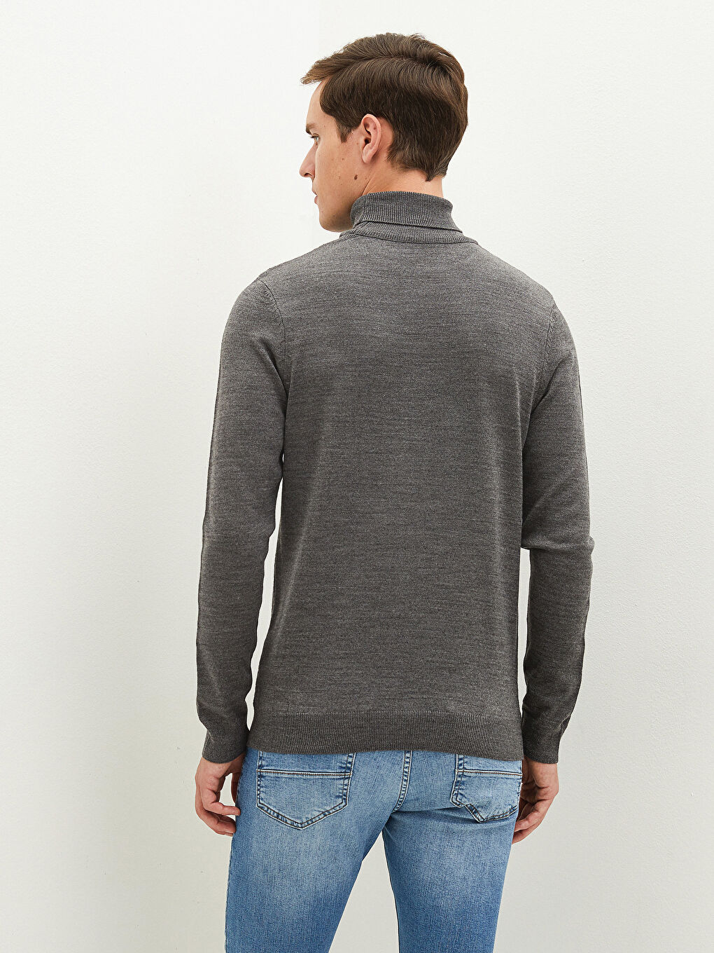 Turtleneck Long Sleeve Thin Men's Tricot Sweater-4