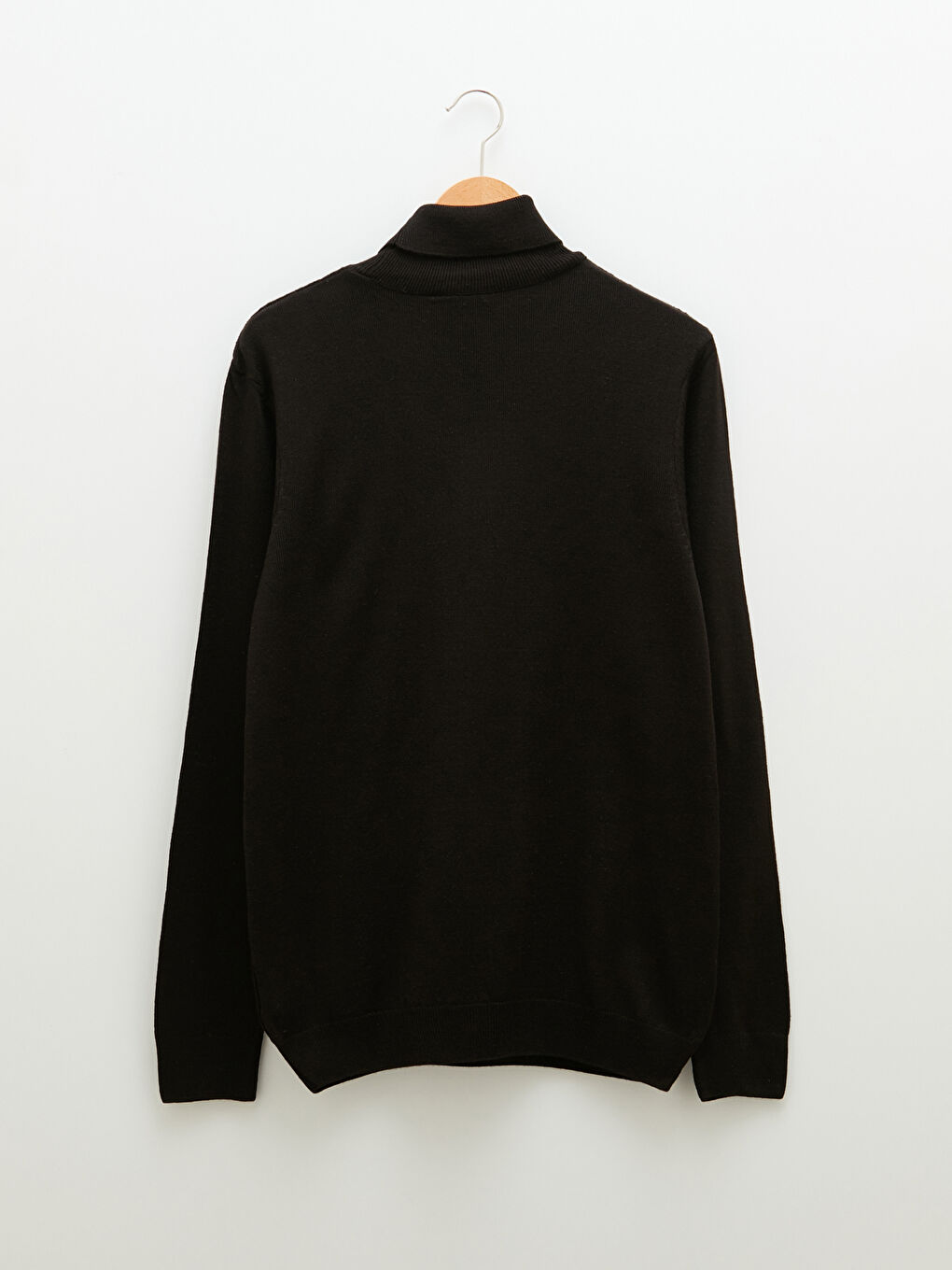 Siyah Balıkçı Yaka Uzun Kollu İnce Erkek Triko Kazak-5