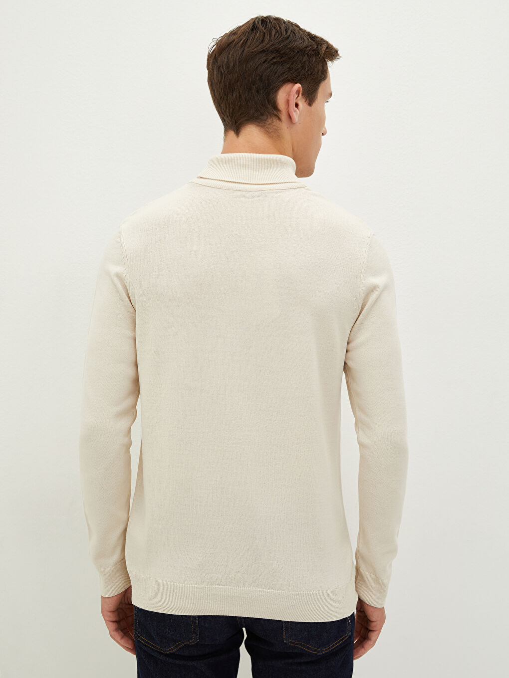 Turtleneck Long Sleeve Thin Men's Tricot Sweater-5