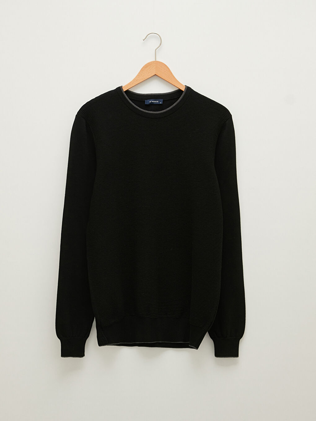 Crew Neck Long Sleeve Thin Men's Tricot Sweater-5