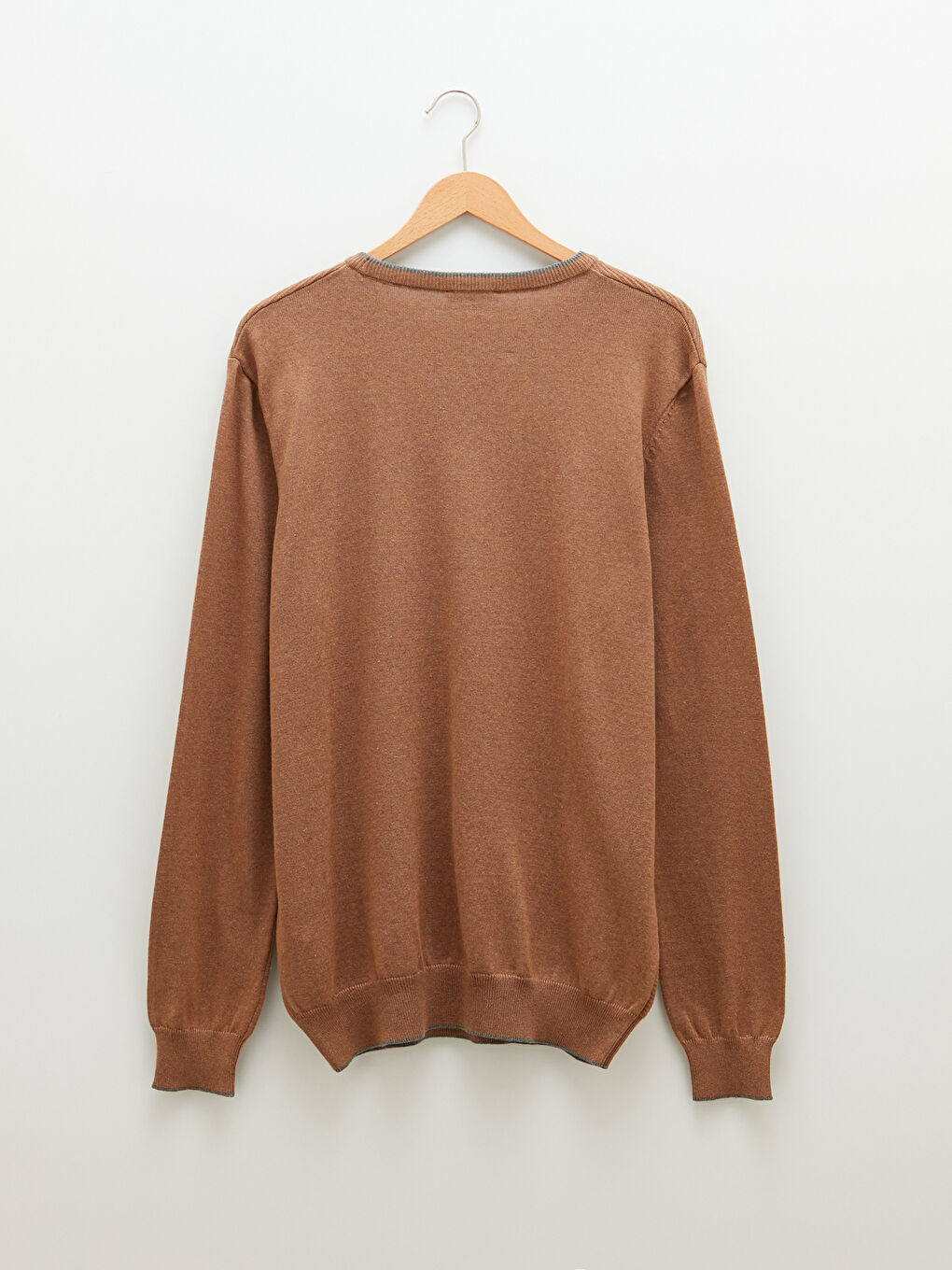 Crew Neck Long Sleeve Thin Men's Tricot Sweater-5